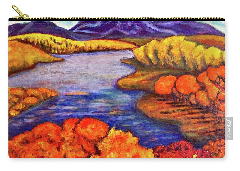 Painting Zip Pouch featuring the painting Autumn Hues by Rae Chichilnitsky