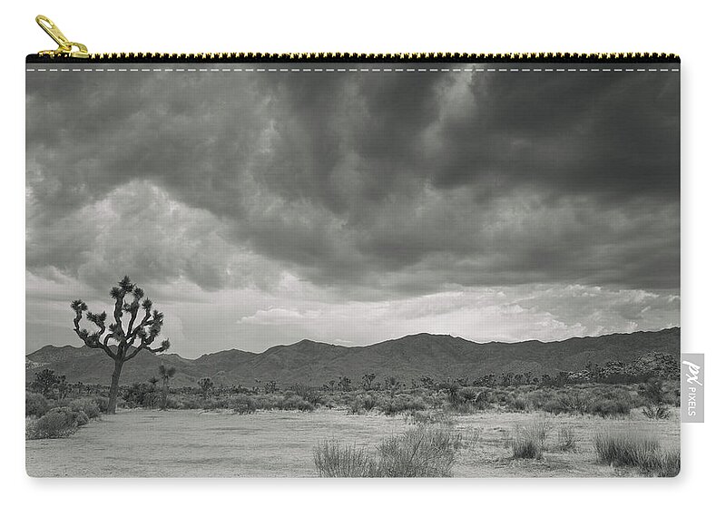 Joshua Tree Thunder Zip Pouch featuring the photograph Autumn in Joshua tree national park by Kunal Mehra