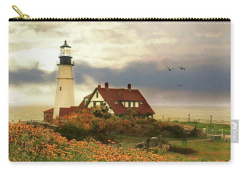 Lighthouse Zip Pouch featuring the photograph Autumn in Portland by Lori Deiter