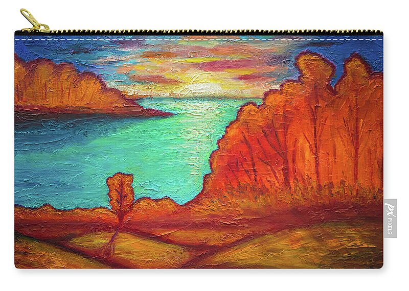 Autumn Zip Pouch featuring the painting Autumn Landscape-3 by Lilia S