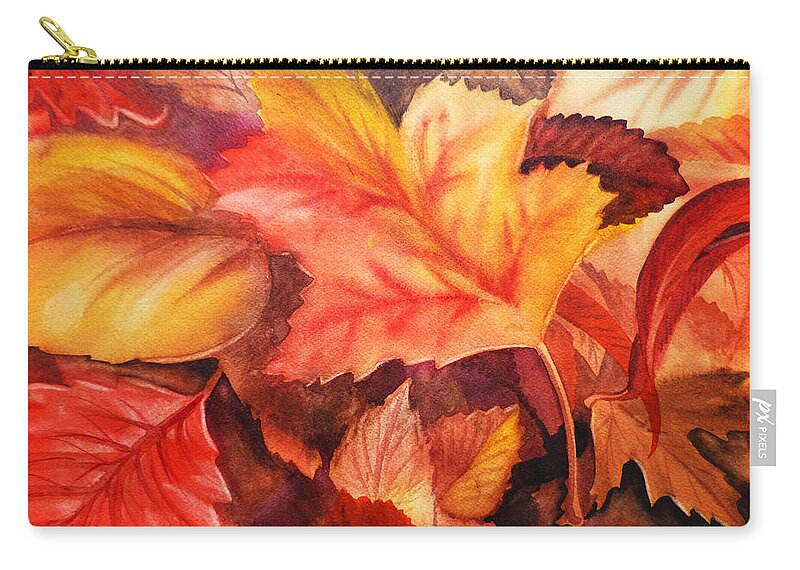 Fall Zip Pouch featuring the painting Autumn Leaves by Irina Sztukowski