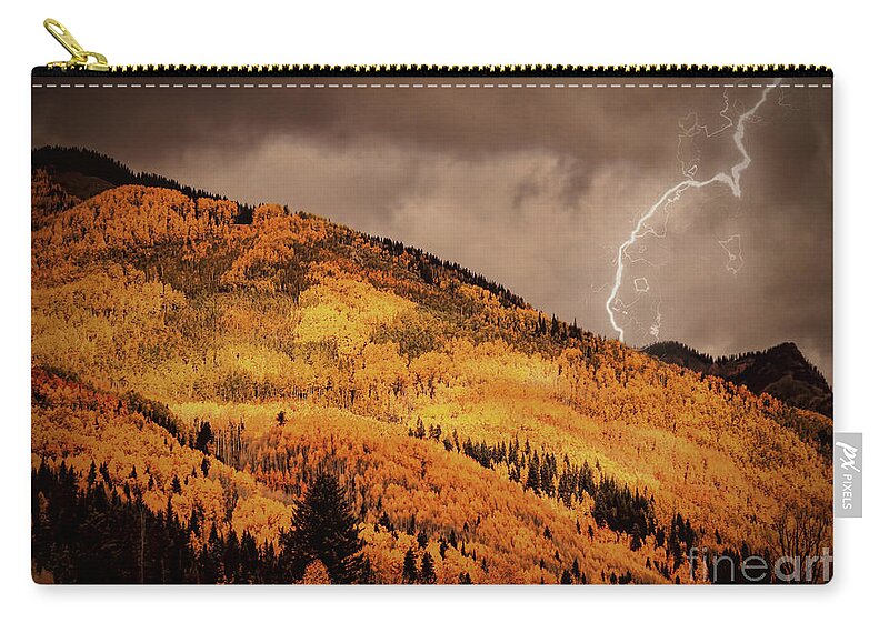 Fall Zip Pouch featuring the photograph Autumn Lightening Strike by Janice Pariza