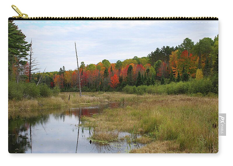 Autumn Zip Pouch featuring the photograph Autumn Marsh View by Brook Burling