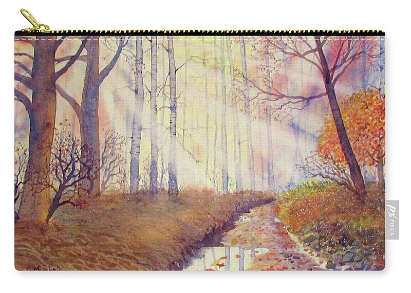 Glenn Marshall Zip Pouch featuring the painting Autumn Memories by Glenn Marshall
