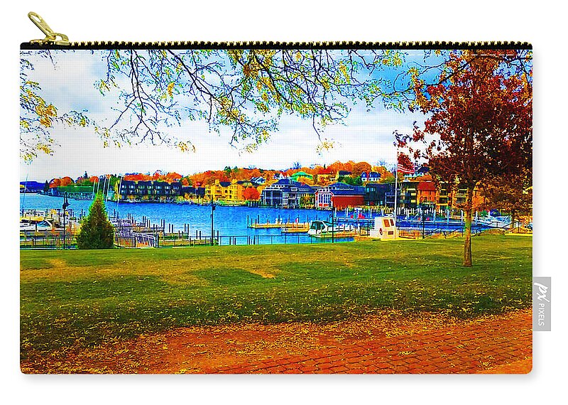 Fall Zip Pouch featuring the photograph Autumn On Lake Charlevoix by CHAZ Daugherty