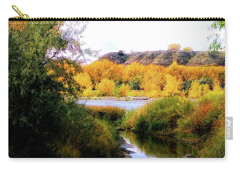 Color Zip Pouch featuring the photograph Autumn on the Yellowstone by Scott Carlton