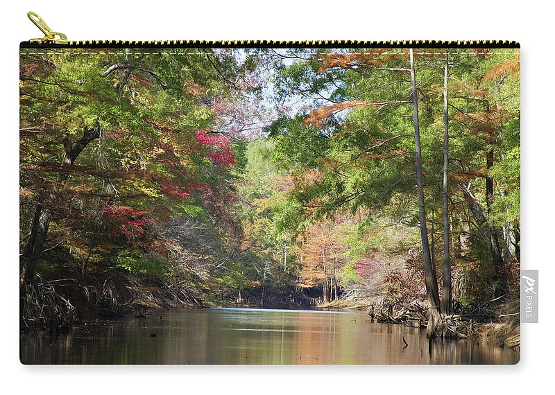 Autumn Zip Pouch featuring the photograph Autumn Over Golden Waters by Lana Trussell
