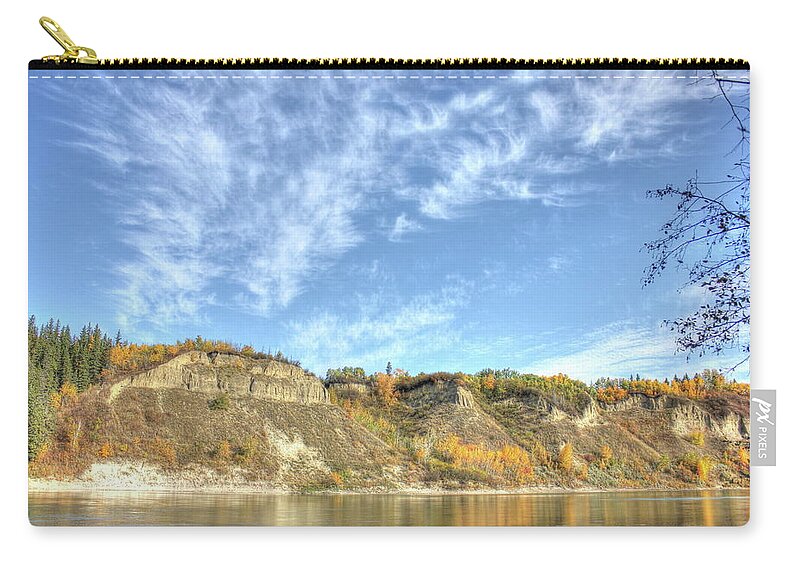 River Zip Pouch featuring the photograph Autumn sky on the river by Jim Sauchyn