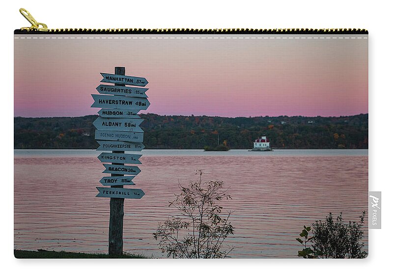 Sunset Zip Pouch featuring the photograph Autumn Sunset at Esopus Meadows by Jeff Severson