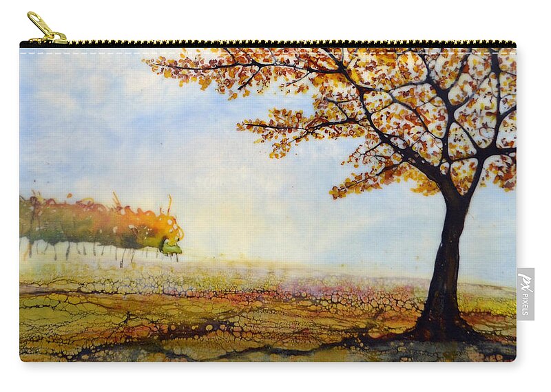 Encaustic Wax Zip Pouch featuring the painting Autumn Trees by Jennifer Creech