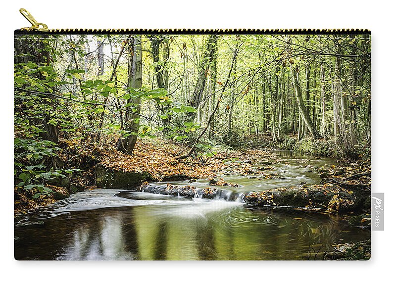 Season Zip Pouch featuring the photograph Autumn Water way at Offas Dyke by Spikey Mouse Photography