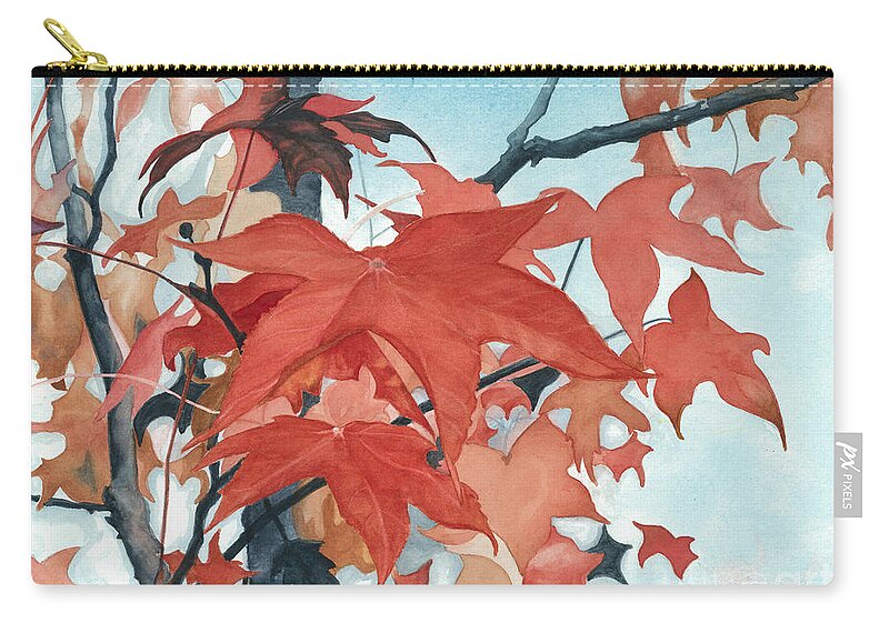 Watercolor Trees Zip Pouch featuring the painting Autumn's Artistry by Barbara Jewell