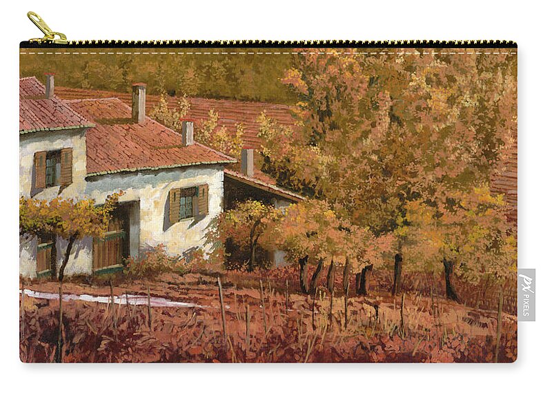 Autumn Zip Pouch featuring the painting Autunno Rosso by Guido Borelli