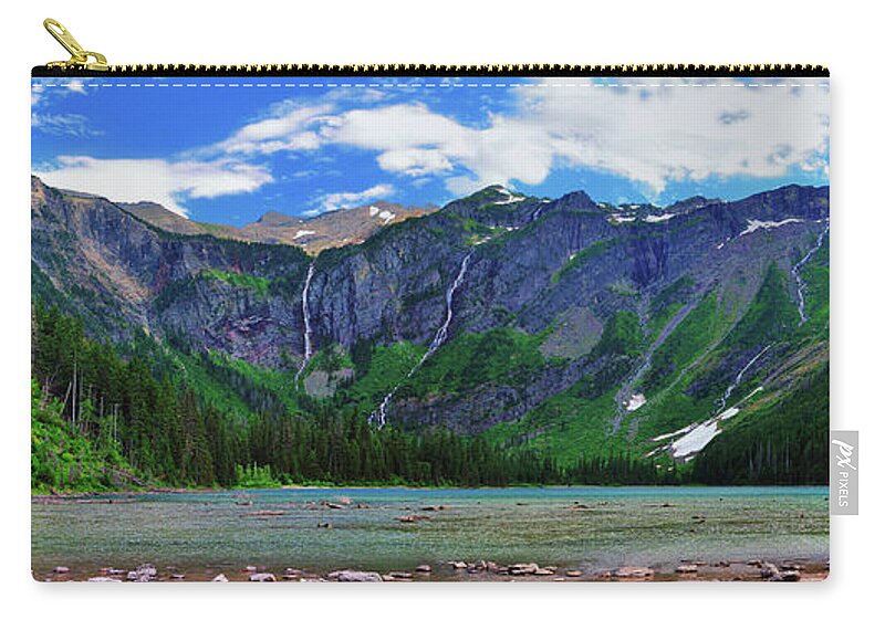 Glacier National Park Zip Pouch featuring the photograph Avalanche Lake Panorama by Greg Norrell