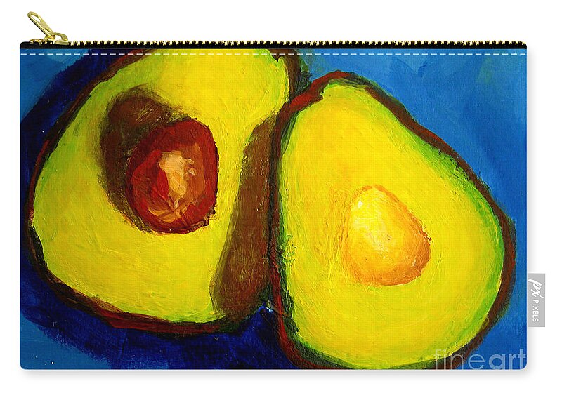 Avocado Lovers Zip Pouch featuring the painting Avocado Palta III by Patricia Awapara