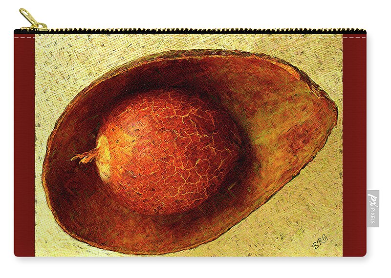 Fruit Zip Pouch featuring the photograph Avocado Seed And Skin I by Ben and Raisa Gertsberg