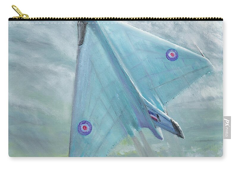 Avro Zip Pouch featuring the painting Avro Vulcan B1 Night flight by Vincent Alexander Booth