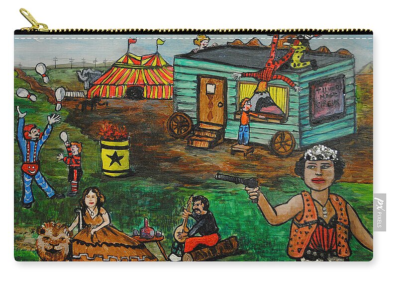 Circus Zip Pouch featuring the painting Awaiting his birth by Patricia Arroyo