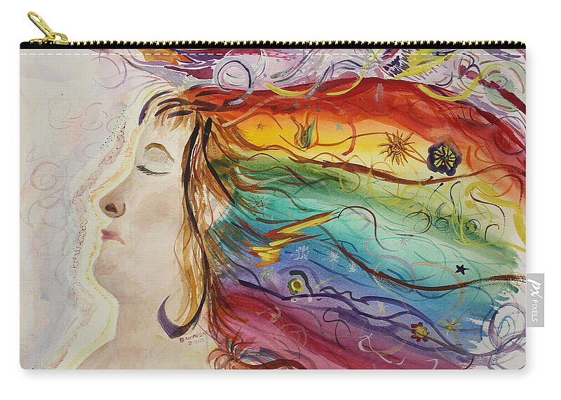 Rainbow. Profile Zip Pouch featuring the painting Awakening Consciousness by Donna Walsh