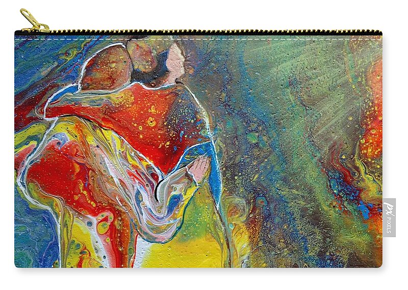 Fluid Art Zip Pouch featuring the painting Awesome God by Deborah Nell