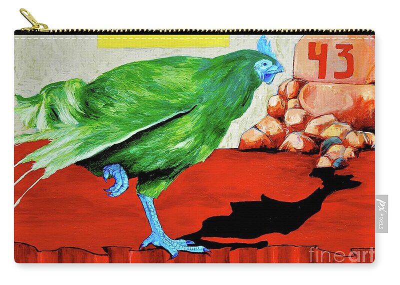 A Chicken Looking For 43 Missing Students In Ayotzinapa Zip Pouch featuring the painting Ayotzinapa by Plata Garza