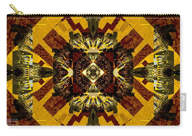 Abstract Zip Pouch featuring the digital art Aztec Temple by Jim Pavelle