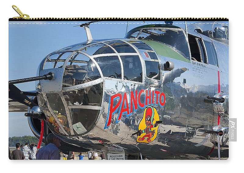 Airplane Zip Pouch featuring the photograph B25 by Kenneth Albin