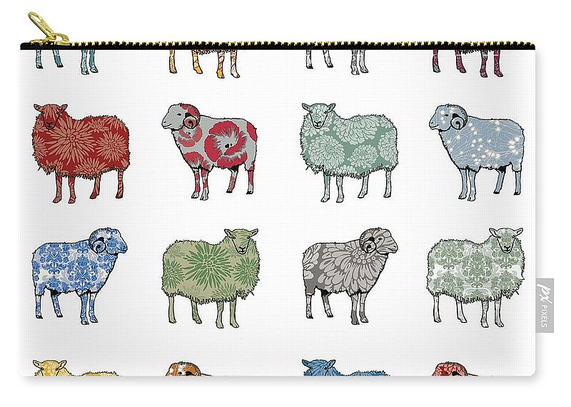 Sheep Zip Pouch featuring the digital art Baa Humbug by Sarah Hough