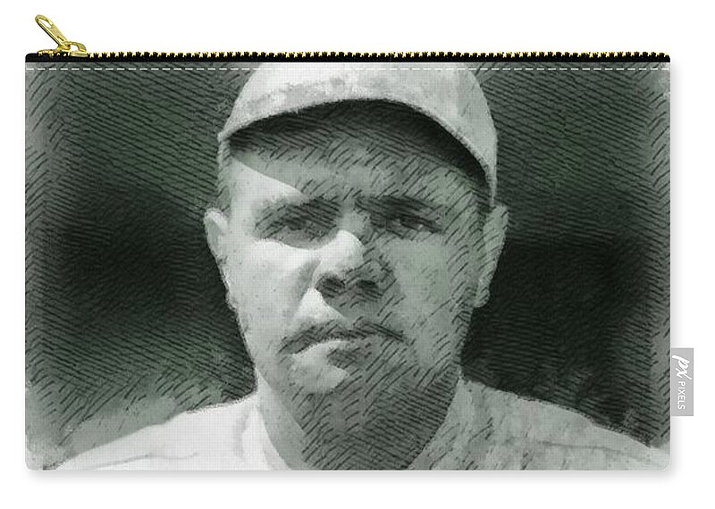 Babe Zip Pouch featuring the painting Babe Ruth, Baseball Player by Esoterica Art Agency