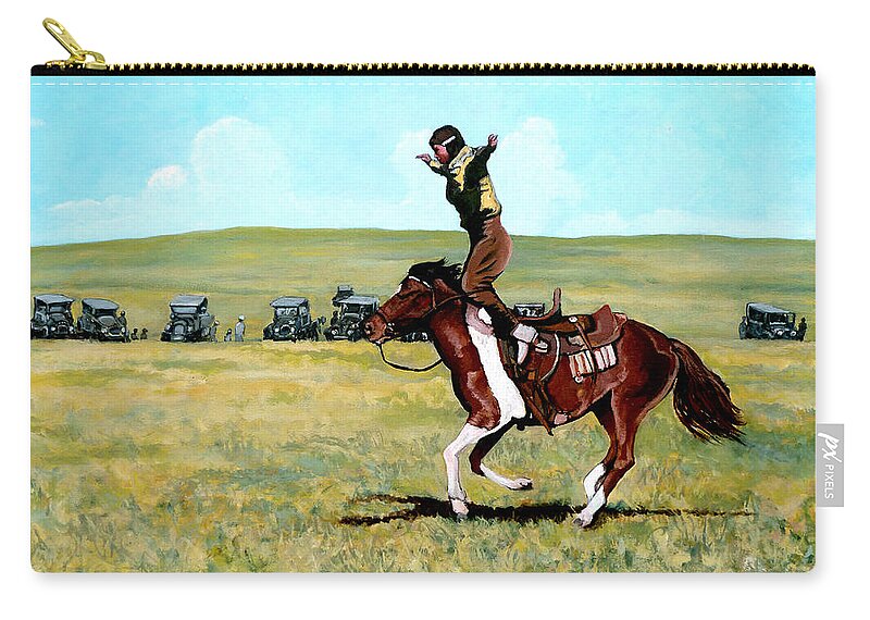 Bull Zip Pouch featuring the painting Babette Rides Again by Tom Roderick
