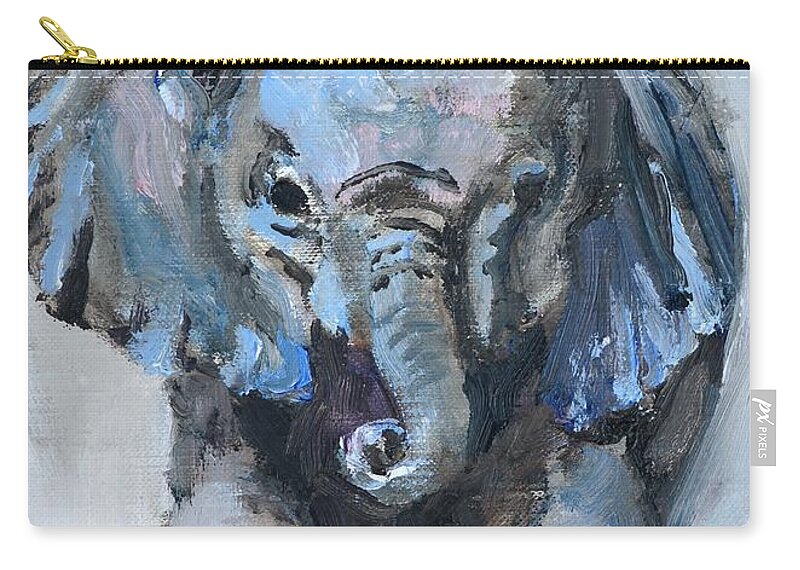 Elephant Zip Pouch featuring the painting Baby Elephant Safari Animal Painting by Donna Tuten