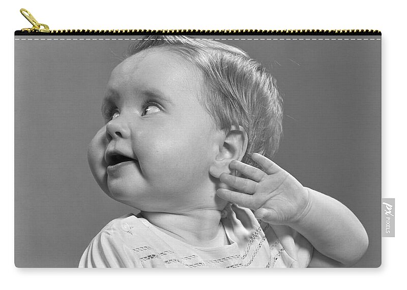1940s Zip Pouch featuring the photograph Baby Girl, C.1940-50s by H. Armstrong Roberts/ClassicStock