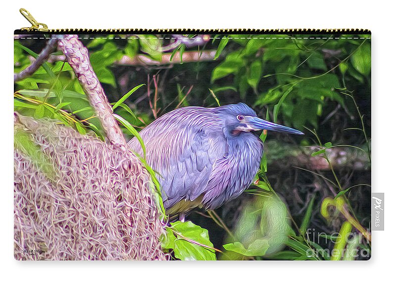 Nature Zip Pouch featuring the digital art Baby Great Blue Heron - TWO by DB Hayes