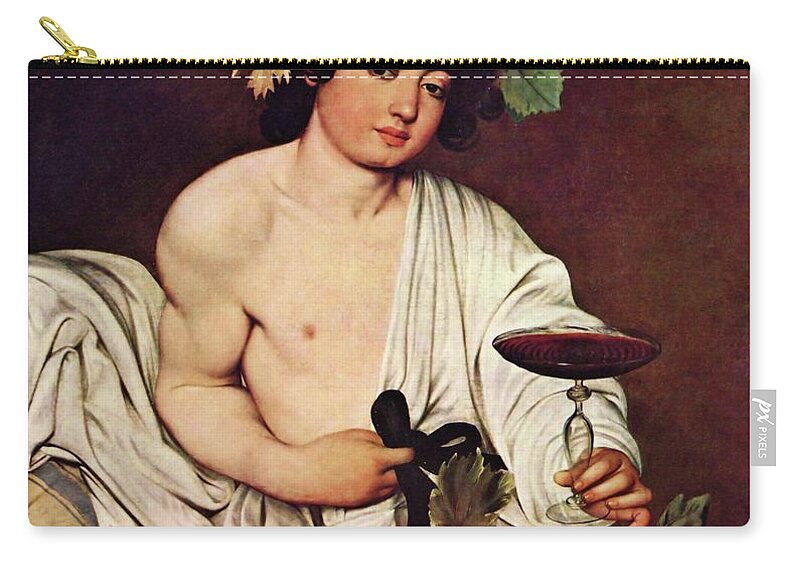 Bacchus Carry-all Pouch featuring the painting Bacchus by Michelangelo Caravaggio