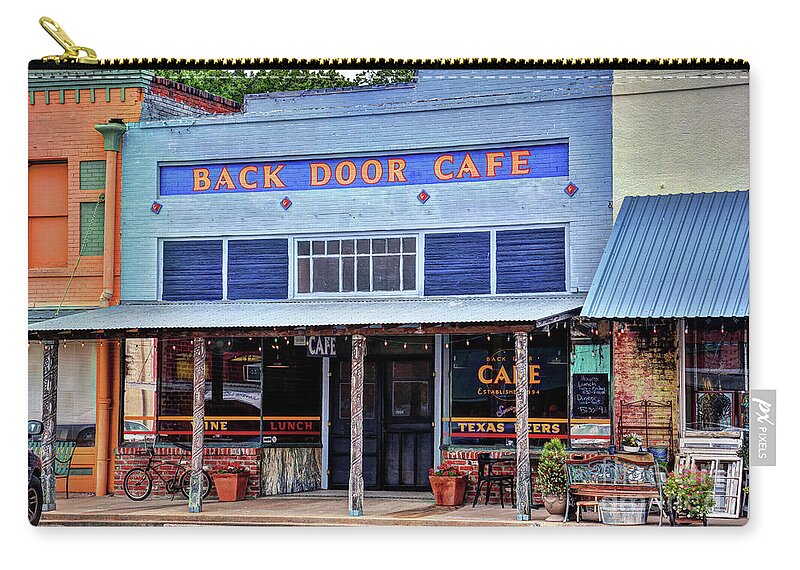  Restaurant Zip Pouch featuring the photograph Back Door Cafe by Savannah Gibbs