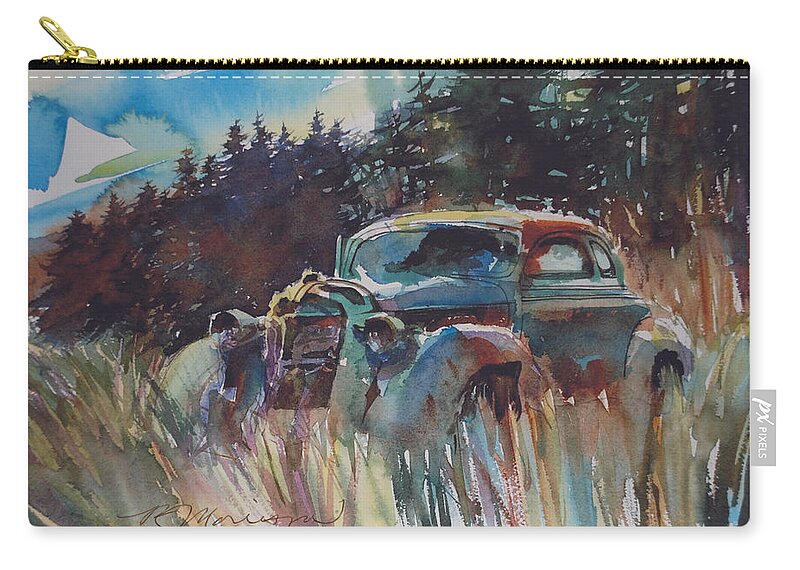 37 Plymouth Carry-all Pouch featuring the painting Back to Earth by Ron Morrison