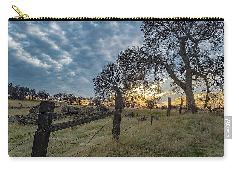 Fence Zip Pouch featuring the photograph Backroads by Robin Mayoff