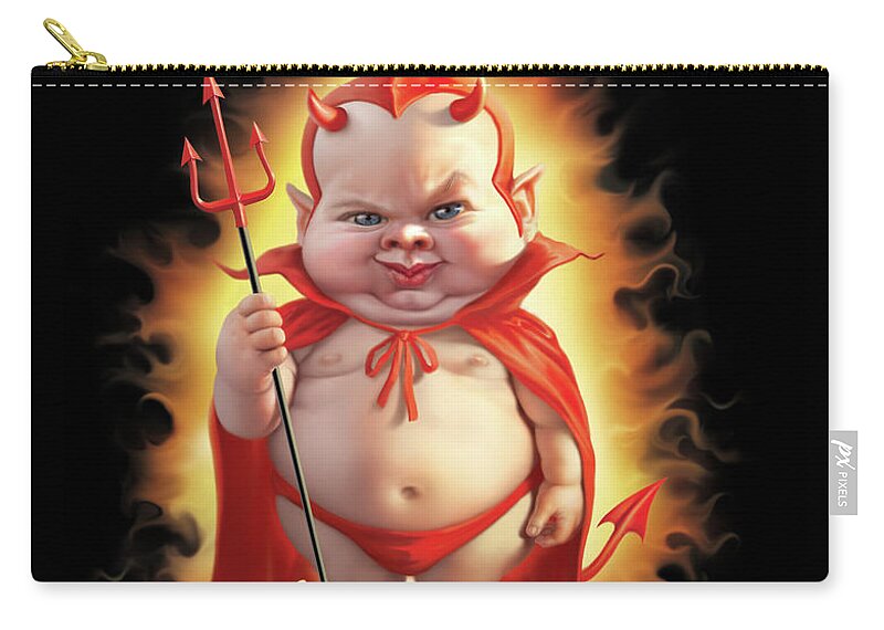 Bad Baby Carry-all Pouch featuring the digital art Bad Baby by Mark Fredrickson