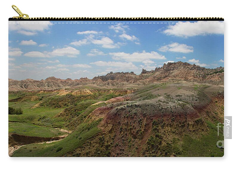 Badlands Zip Pouch featuring the photograph Badlands Plano by Steve Triplett
