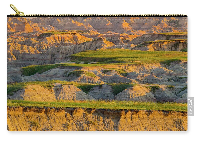 Badlands Zip Pouch featuring the photograph Badlands Vista Sunrise by Patti Deters