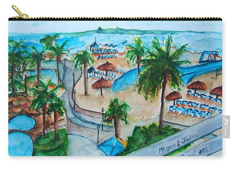  Zip Pouch featuring the painting Bahamas Balcony by Elaine Duras
