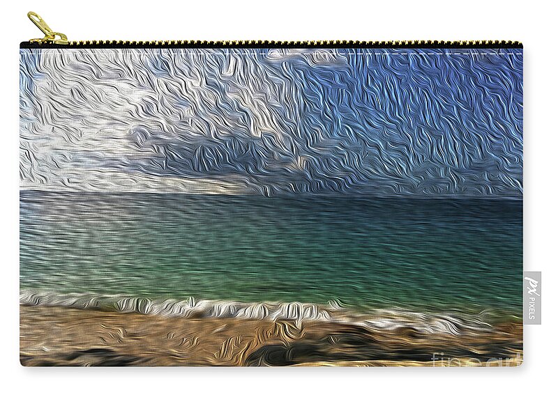 Shoreline Zip Pouch featuring the digital art Baie Rouge Shoreline by Francelle Theriot