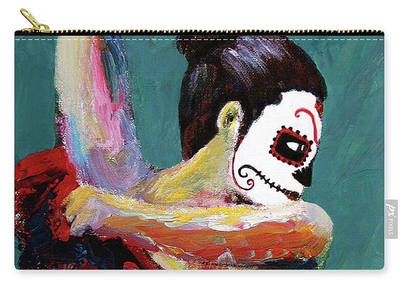 Woman Zip Pouch featuring the painting Bailan de los Muertos by Frank Botello