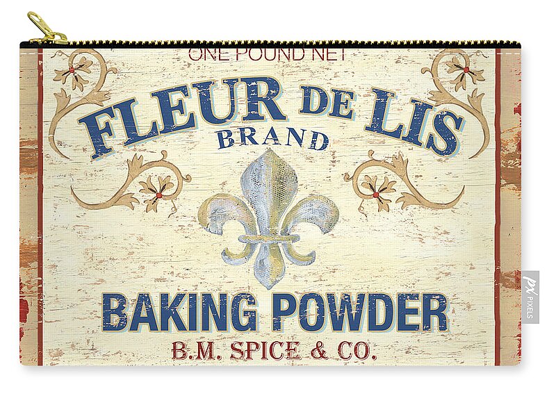 Baking Powder Zip Pouch featuring the painting Baking Powder Fleur de Lis by Debbie DeWitt