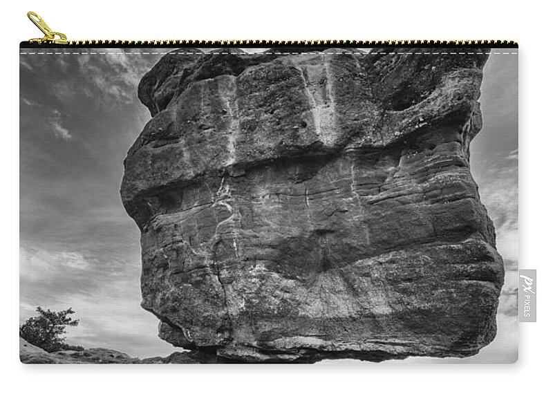 Sky Carry-all Pouch featuring the photograph Balanced Rock Monochrome by Darren White