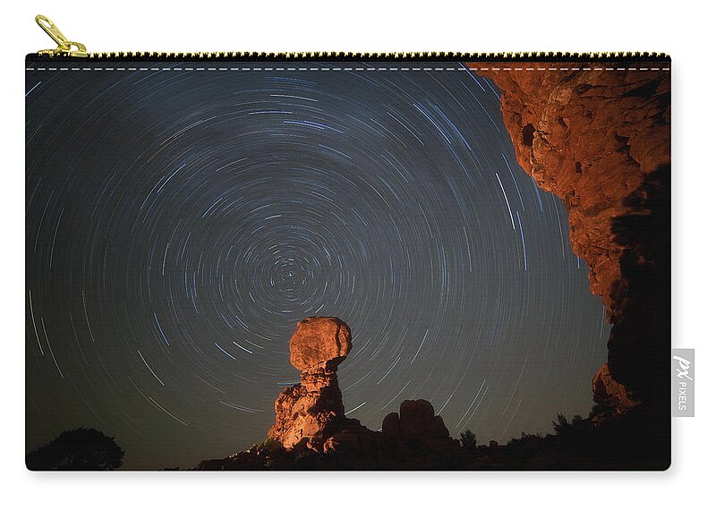 Balanced Rock Zip Pouch featuring the photograph Balanced Spin by Darren White