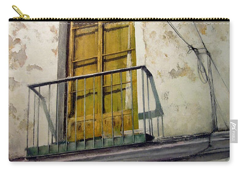 Balcon Zip Pouch featuring the painting Balcon soleado by Tomas Castano