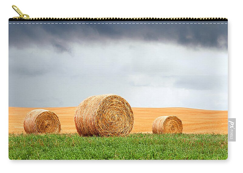 Round Bales Zip Pouch featuring the photograph Bales and Layers by Todd Klassy