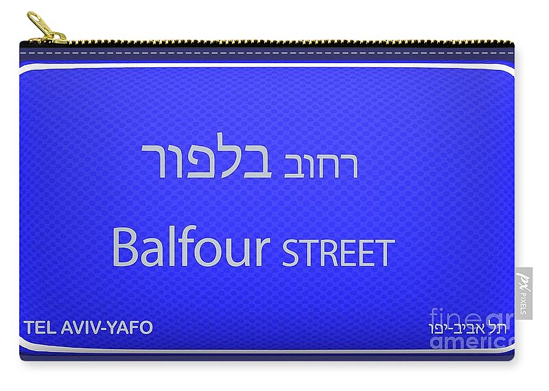Tel Aviv Zip Pouch featuring the digital art Balfour street by Humorous Quotes