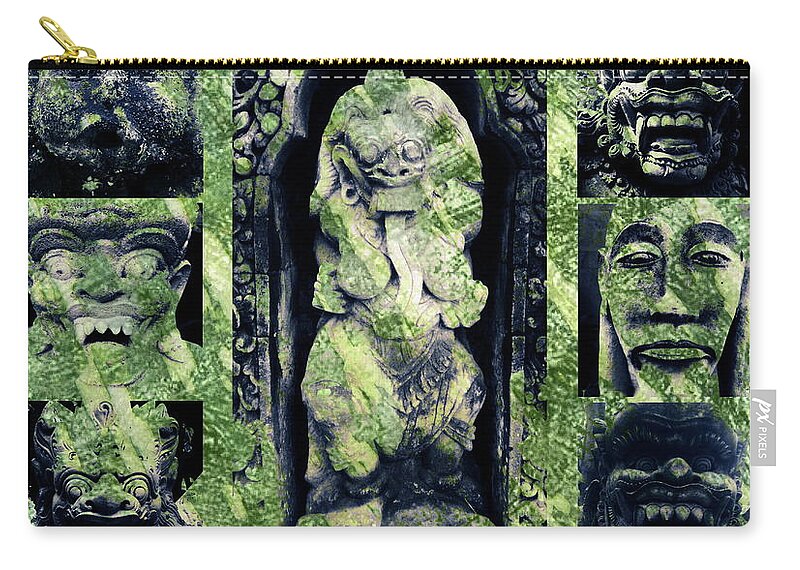 Mask Zip Pouch featuring the photograph Bali Masks by Jamie Johnson
